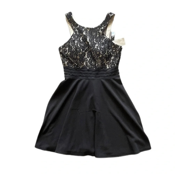 Speechless Black Lace Sleeveless Skater Formal Dress Juniors 11 - Picture 5 of 11